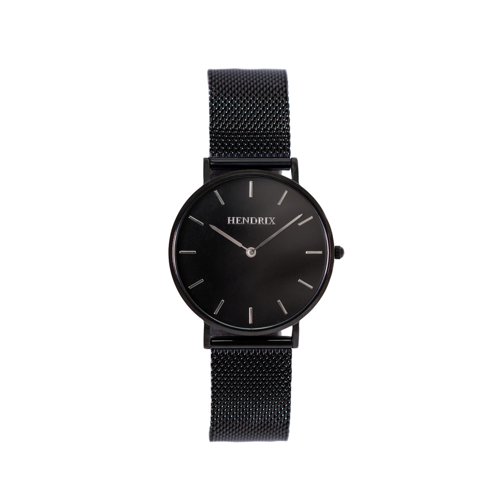 Hendrix black on black minimal unisex mesh newport watch